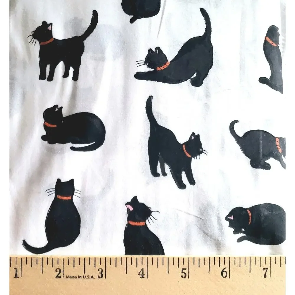 Cath Kidston Black Cats Queen Sheet Set New 100% Cotton Percale Halloween Cat